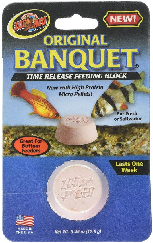 Zoo Med Original Banquet Time Release Feeding Block for Fresh or Saltwater Fish Aquariums For Beginners