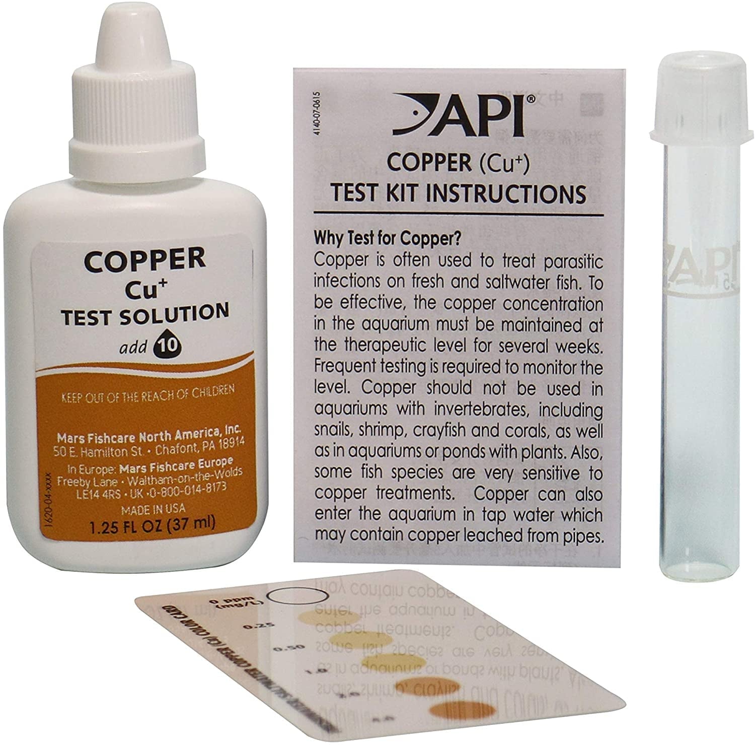 API Copper Cu+ Test Kit Monitor Copper when Medicating in Freshwater and Saltwater Aquariums Aquariums For Beginners