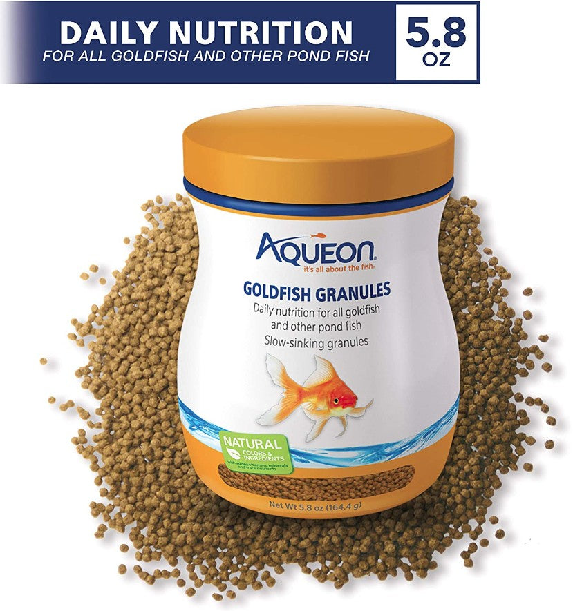 Aqueon Goldfish Granules Slow Sinking Fish Food Daily Nutrition for All Goldfish and Other Pond Fish Aquariums For Beginners