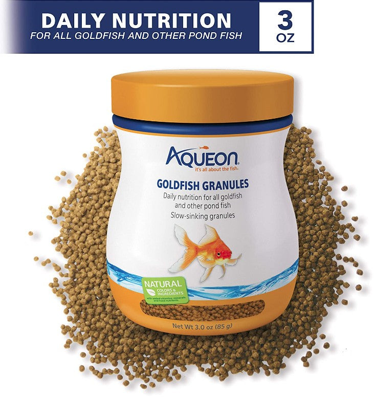 Aqueon Goldfish Granules Slow Sinking Fish Food Daily Nutrition for All Goldfish and Other Pond Fish Aquariums For Beginners