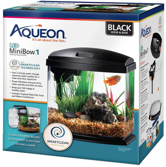 Aqueon LED MiniBow 1 SmartClean Aquarium Kit Black Aquariums For Beginners