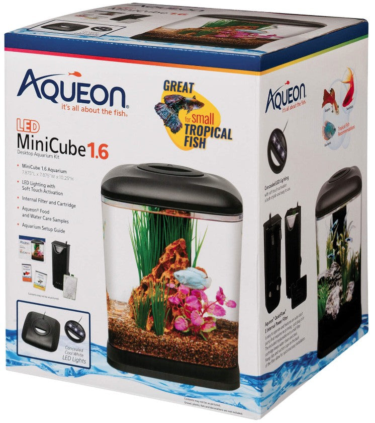 Aqueon Mini Cube Desktop Aquarium Kit 1.6 Gallon Aquariums For Beginners