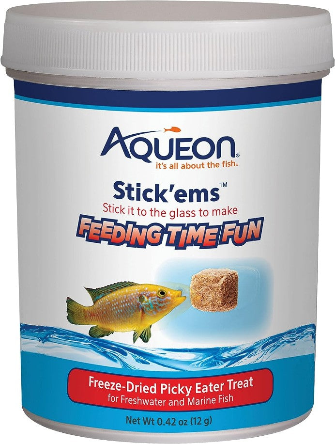 Aqueon Stick'ems Freeze Dried Picky Eater Treat for Fish Aquariums For Beginners
