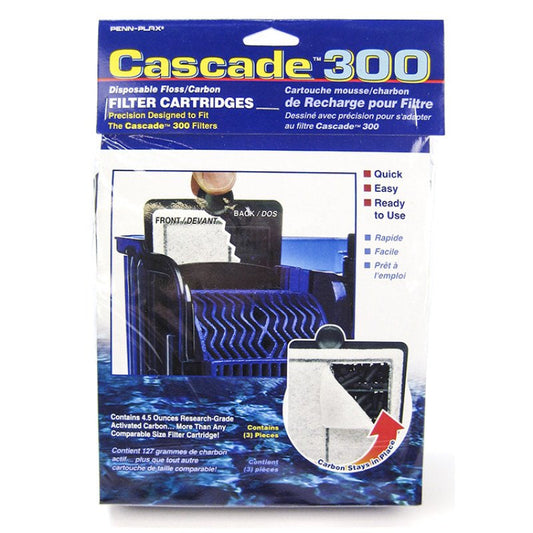 Cascade Disposable Floss/Carbon Filter Cartridges for 300 Power Filter Aquariums For Beginners