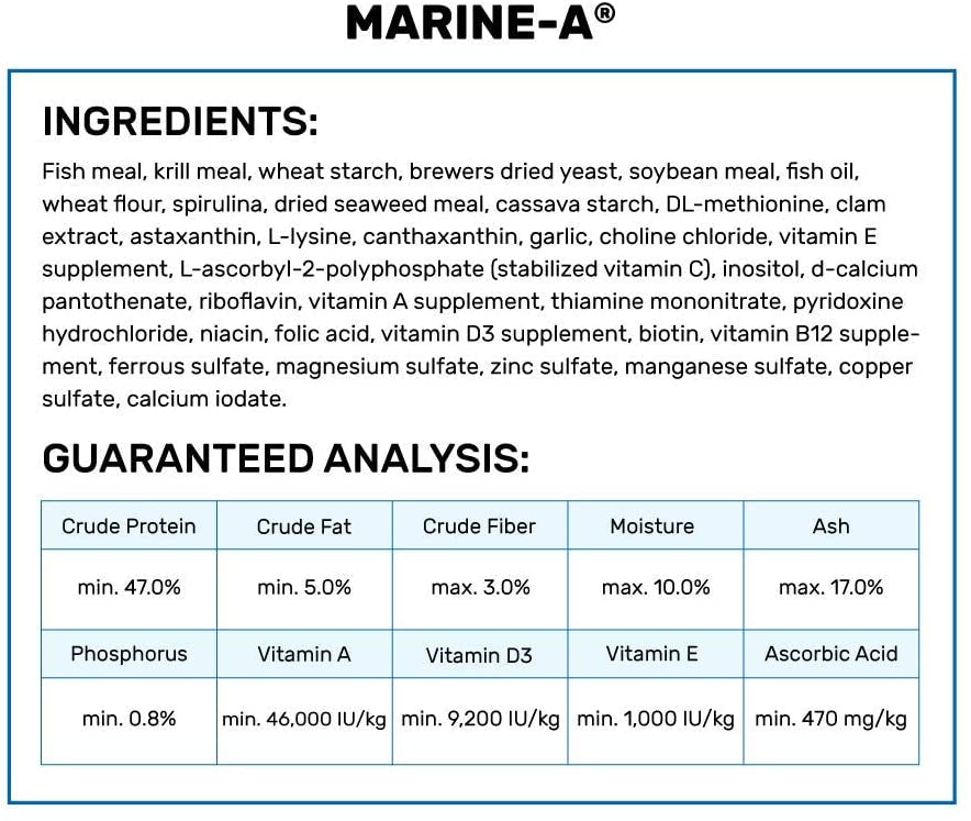 Hikari Marine A Fish Food Spirulina Rich Formula Color Enhancing Daily Diet for Larger Marine Fish Aquariums For Beginners