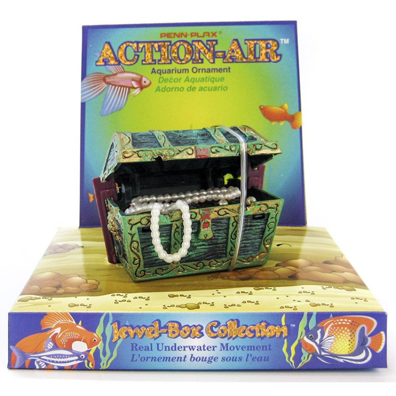Penn Plax Action-Air Mini Treasure Chest Aerating Aquarium Ornament Aquariums For Beginners