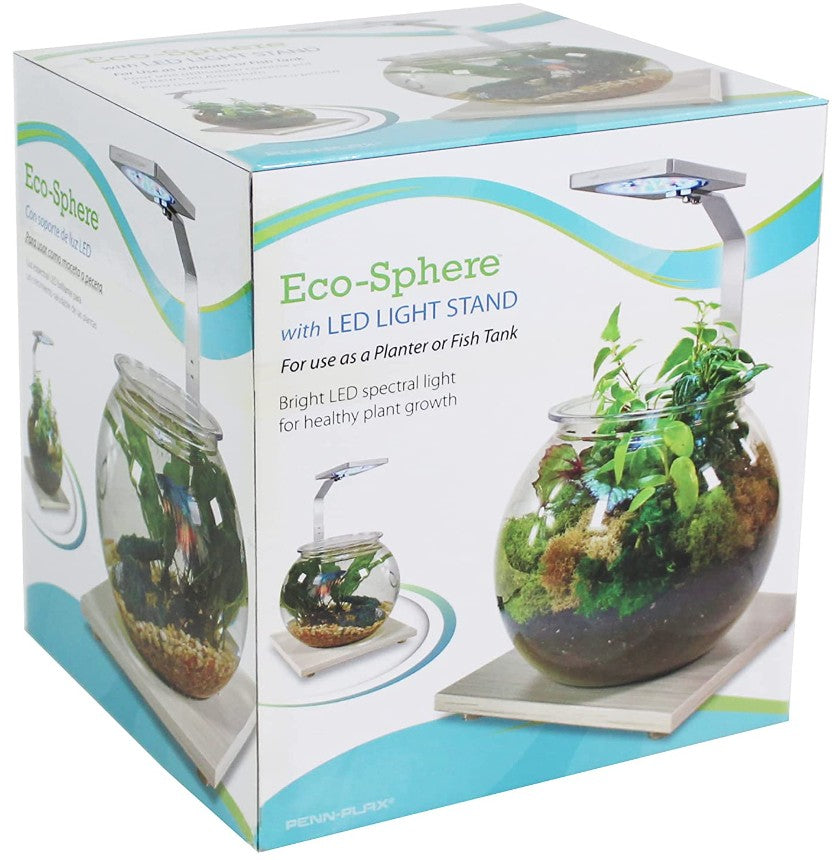 Penn Plax Eco-Sphere Bowl with Plant-Grow LED Light Aquariums For Beginners
