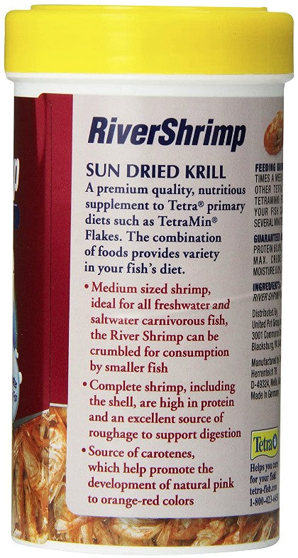 Tetra RiverShrimp Sun Dried Krill Protein Rich for Freshwater and Saltwater Fish Aquariums For Beginners