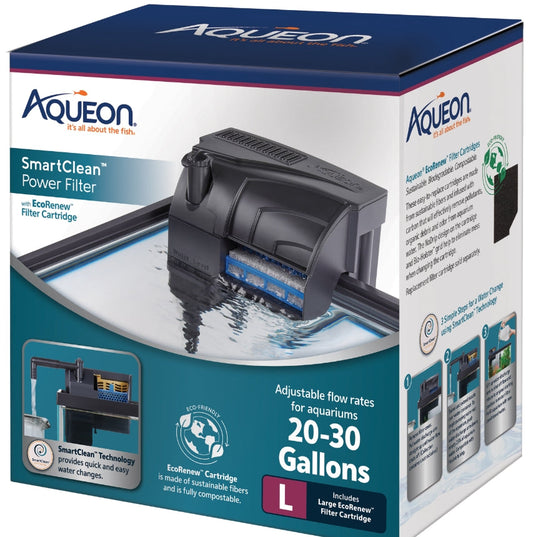 Aqueon SmartClean Power Filter with EcoRenew Filter Cartridge for Aqauriums